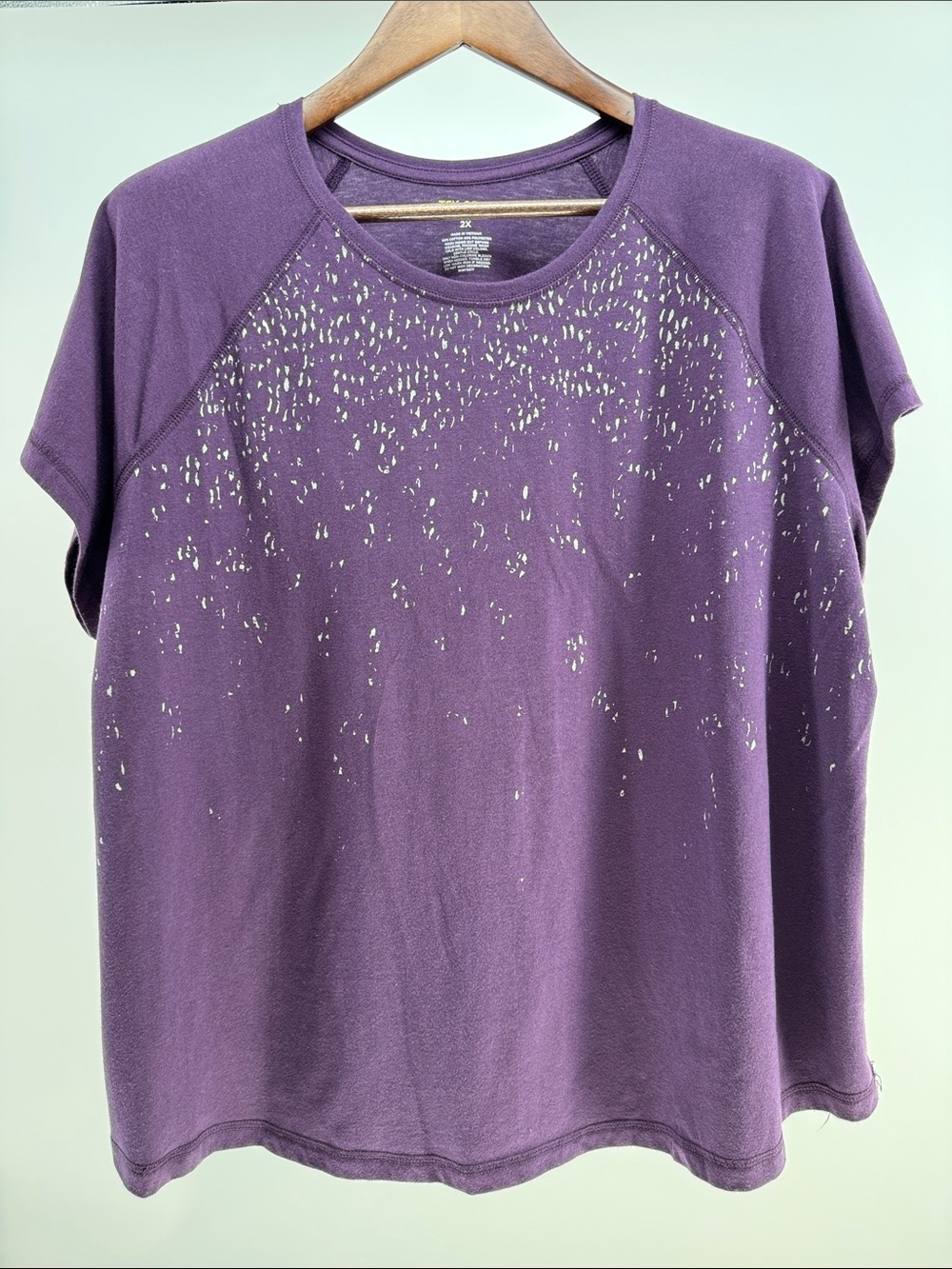 tek gear Purple Short Sleeve Crewneck Top with Metallic Speckle
